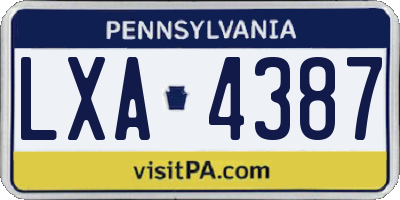 PA license plate LXA4387