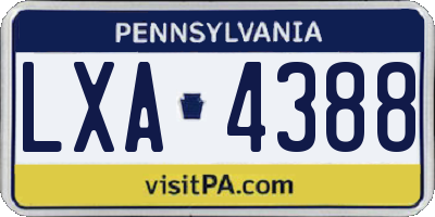 PA license plate LXA4388