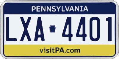 PA license plate LXA4401