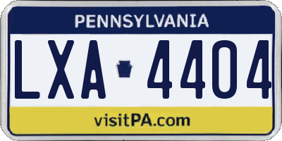 PA license plate LXA4404