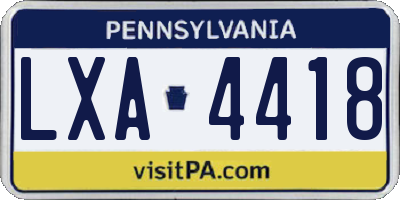 PA license plate LXA4418