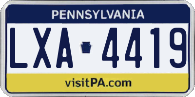 PA license plate LXA4419