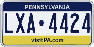 PA license plate LXA4424