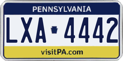 PA license plate LXA4442
