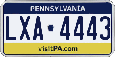 PA license plate LXA4443