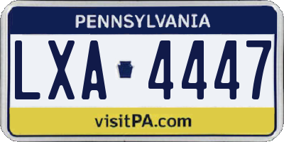 PA license plate LXA4447