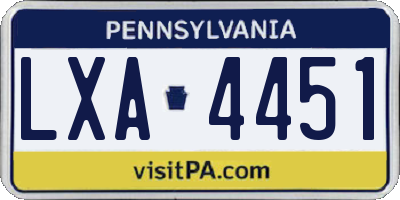 PA license plate LXA4451