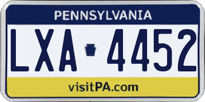 PA license plate LXA4452