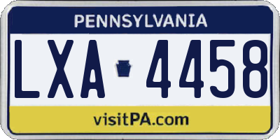 PA license plate LXA4458