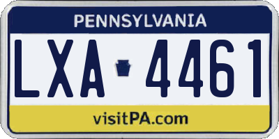 PA license plate LXA4461