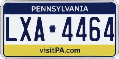PA license plate LXA4464