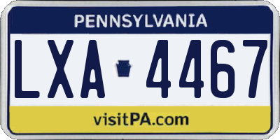 PA license plate LXA4467