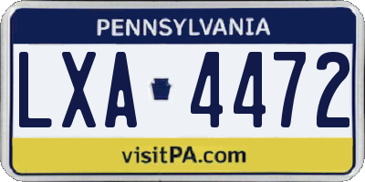 PA license plate LXA4472