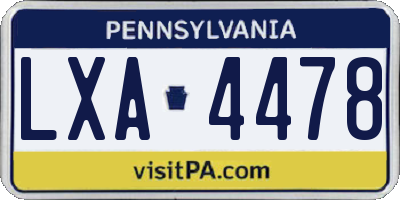 PA license plate LXA4478