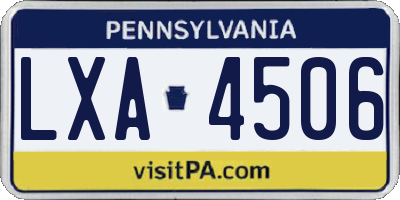 PA license plate LXA4506