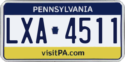 PA license plate LXA4511