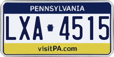 PA license plate LXA4515