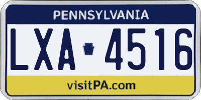 PA license plate LXA4516