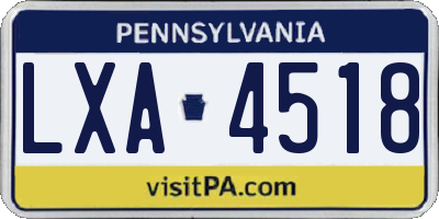 PA license plate LXA4518