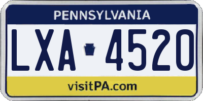 PA license plate LXA4520