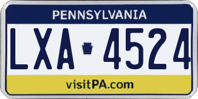 PA license plate LXA4524