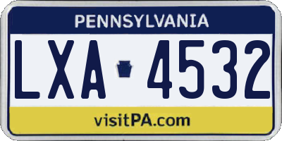 PA license plate LXA4532