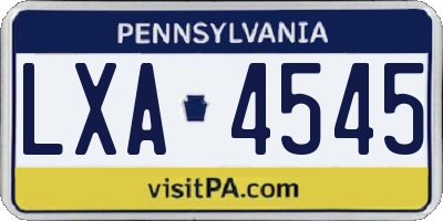 PA license plate LXA4545