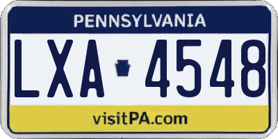 PA license plate LXA4548