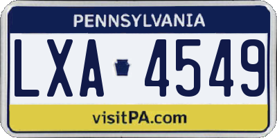 PA license plate LXA4549