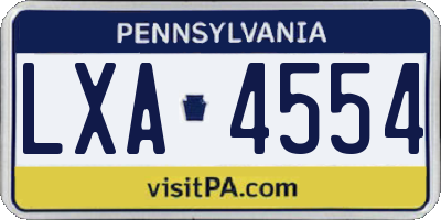 PA license plate LXA4554