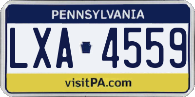 PA license plate LXA4559