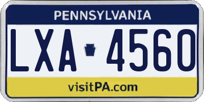 PA license plate LXA4560