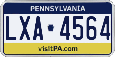 PA license plate LXA4564