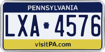 PA license plate LXA4576