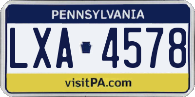 PA license plate LXA4578