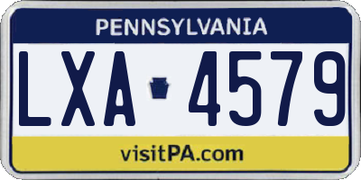 PA license plate LXA4579