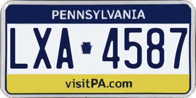 PA license plate LXA4587