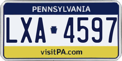 PA license plate LXA4597