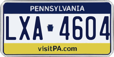 PA license plate LXA4604