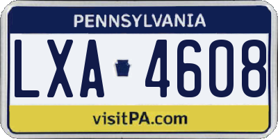 PA license plate LXA4608