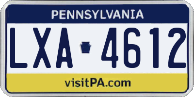 PA license plate LXA4612