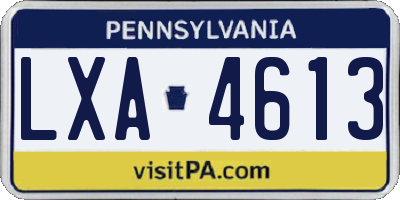 PA license plate LXA4613