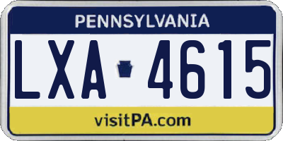 PA license plate LXA4615