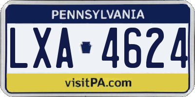PA license plate LXA4624