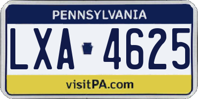PA license plate LXA4625
