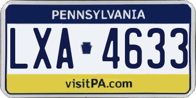 PA license plate LXA4633
