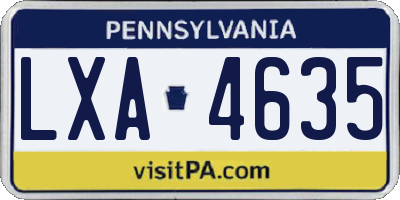 PA license plate LXA4635