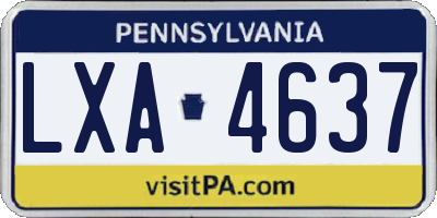 PA license plate LXA4637