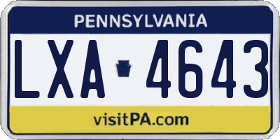 PA license plate LXA4643