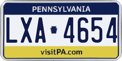 PA license plate LXA4654